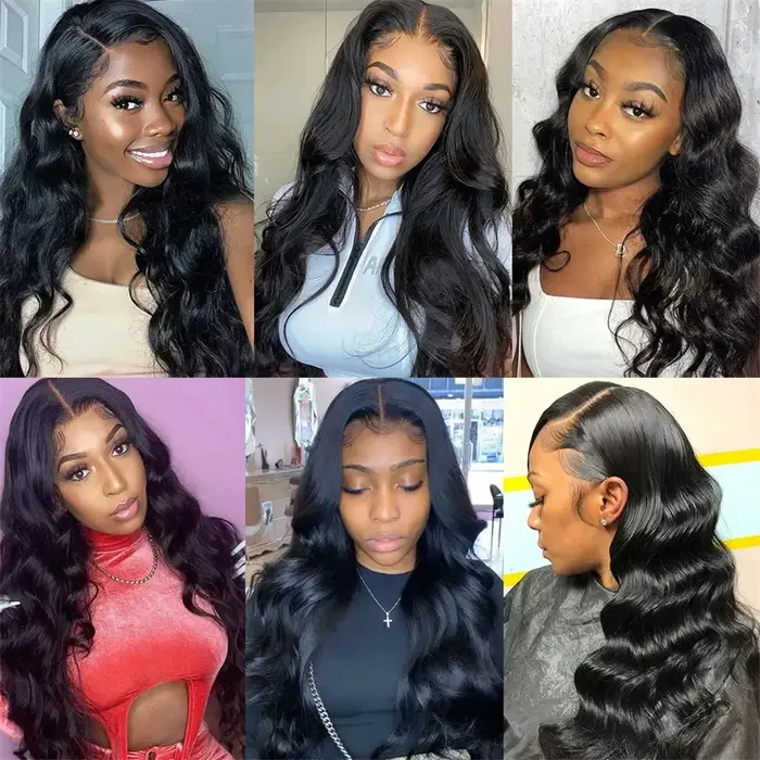 Perruques en cheveux humains ondulés à 200 % de densité réelle