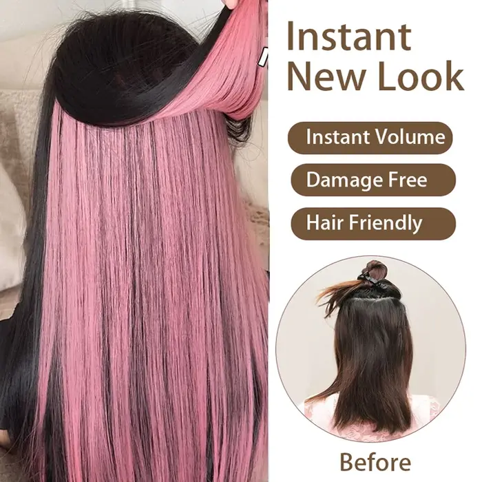 Extensions de cheveux colorés 20 pouces couleur droite pince sur Extension