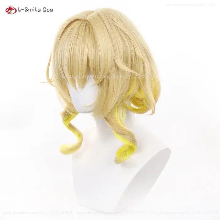 Hbackpack Aglaea-Perruque de Cosplay Jaune Dégradé Or