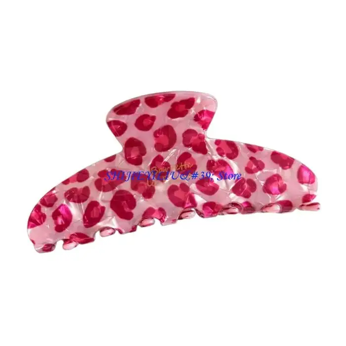 E21F – pince à cheveux en acrylique imprimé léopard rose