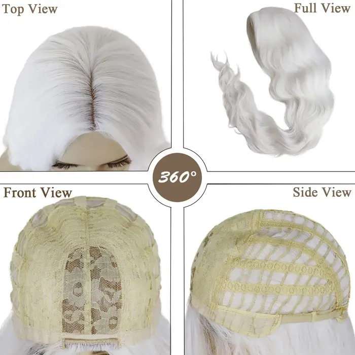Perruques synthétiques longues blanches pour femmes