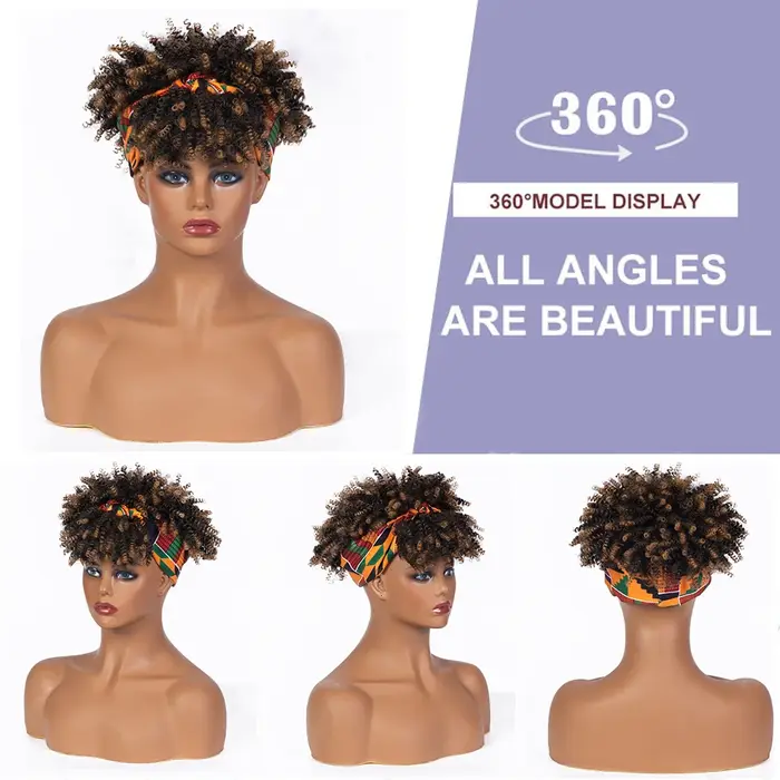 Perruque bandeau courte crépue bouclée Blonde ombrée Afro