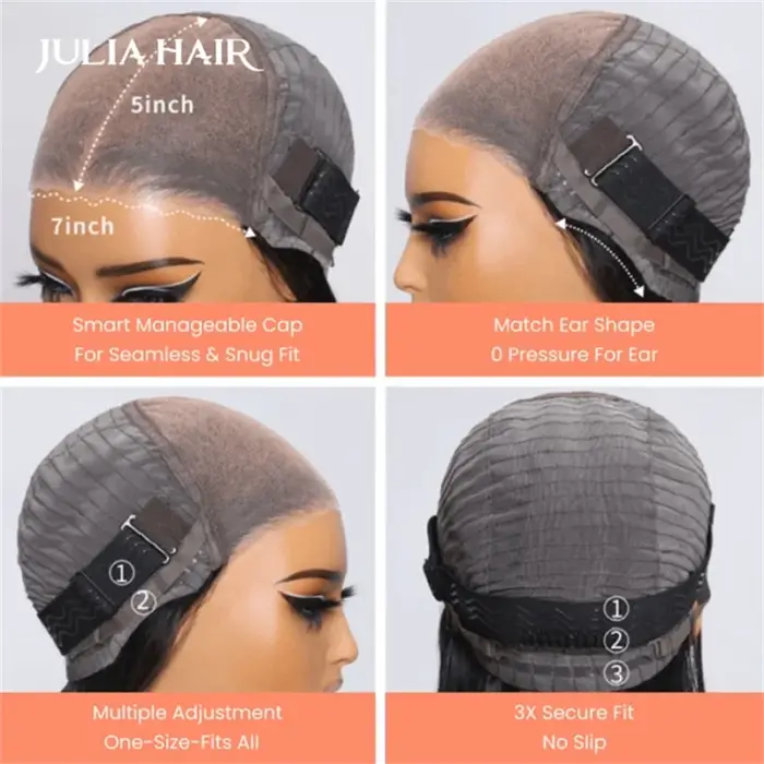 Julia Hair-Perruque Bob droite sans colle Yaki