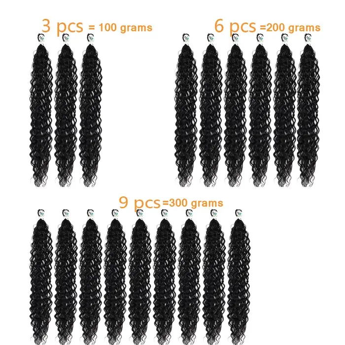 Tissage en Lot Synthétique Bouclé et Crépu pour Femme, Extensions Capillaires sulf, 80, 85, 90cm, 300g