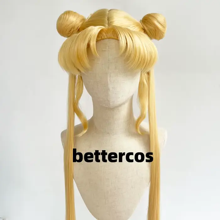 Serena Tsukino Usagi Cosplay perruque Annie 130 cm blond argent Double longue queue de cheval résistant à la chaleur