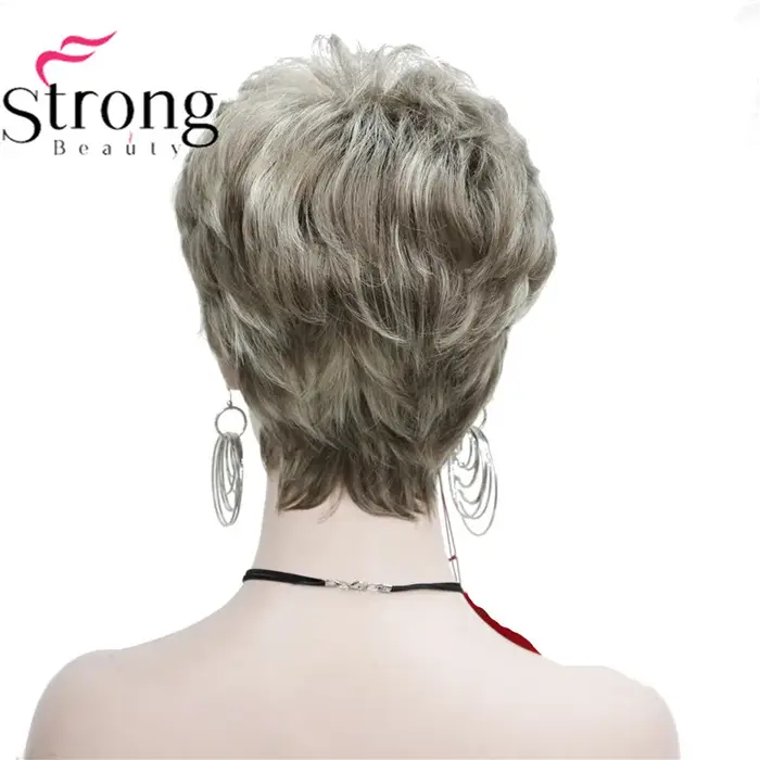 Perruque synthétique courte bouclée blonde/auburn pour femmes