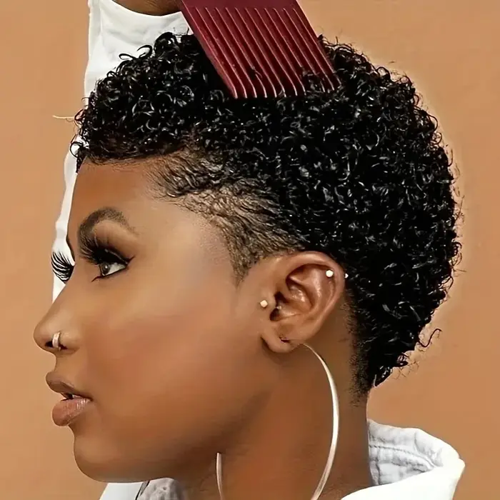 Perruques courtes afro bouclées crépues 100% cheveux humains pour femmes, coupe pixie, perruque cour