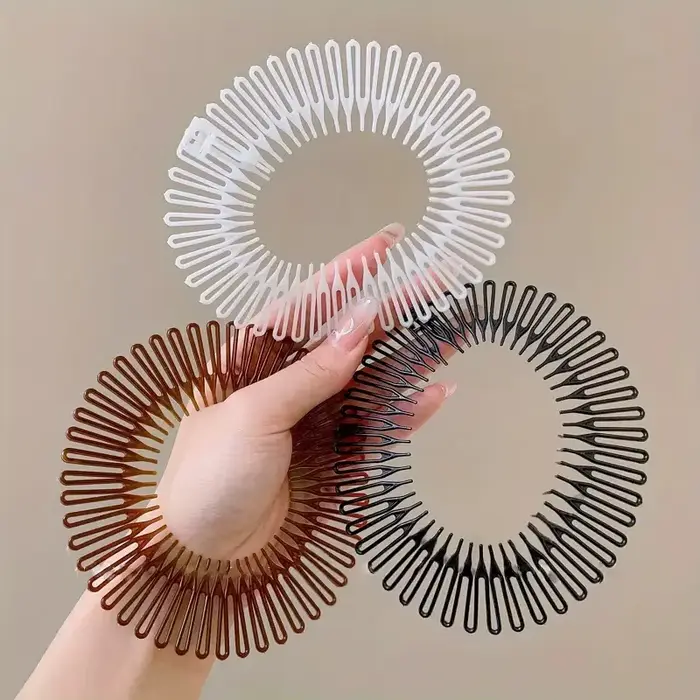 Bandeaux flexibles à cercle complet, peigne à cheveux extensible en plastique élégant pour la coiffu