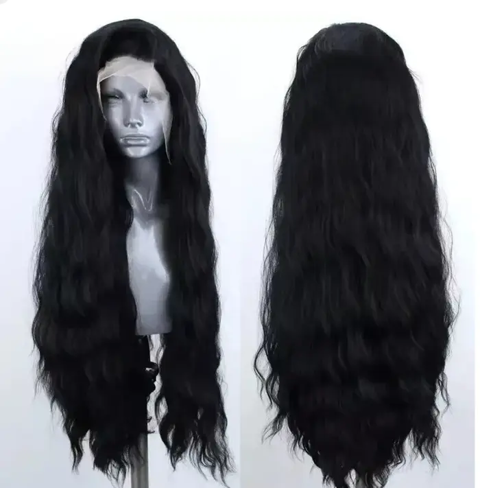 Perruque Lace Front Wig synthétique ondulée Blonde platine, perruque longue ondulée naturelle pour f