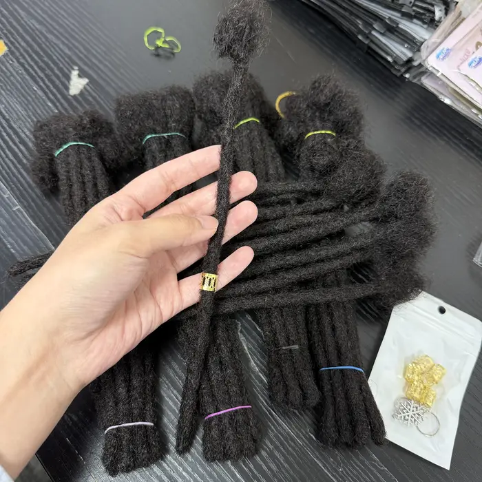 Extensions de dreadlocks Nabi Regular Locs en cheveux humains naturels, largeur 0,6 cm, dreadlocks e