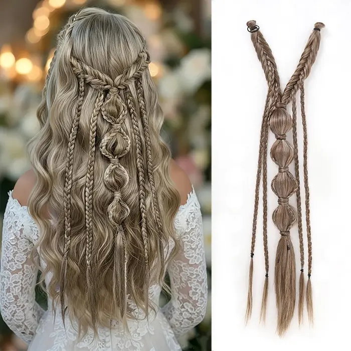 Perruque synthétique tressée de 24 pouces avec clip BB en forme de U, adaptée à un usage quotidien et aux fêtes pour femmes