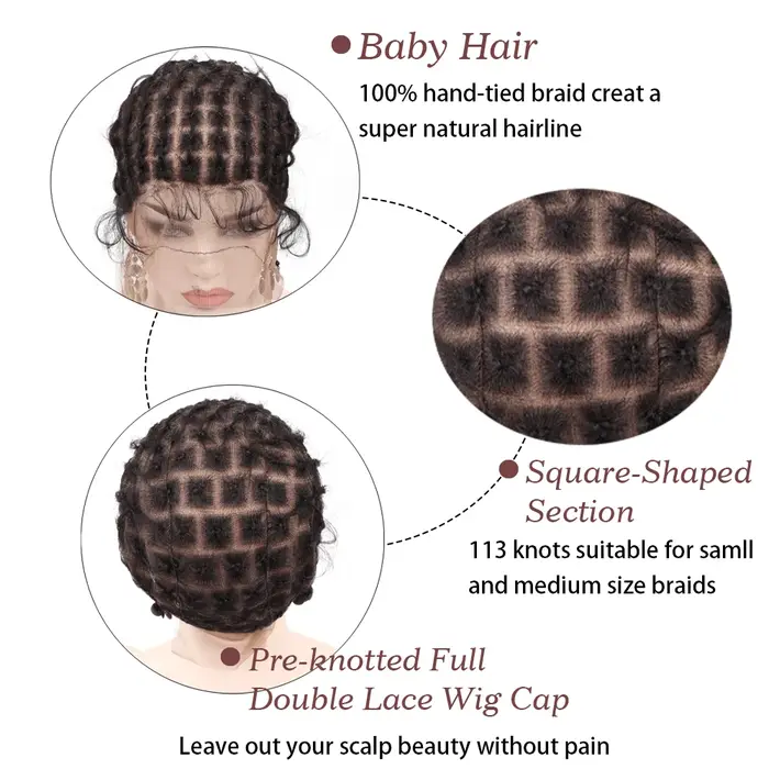 Bonnet de perruque Full Lace ventilé pour tressage au Crochet, bonnet de perruque tressé noir pour la fabrication de perruque Afro sans colle, bonnet Cornrow