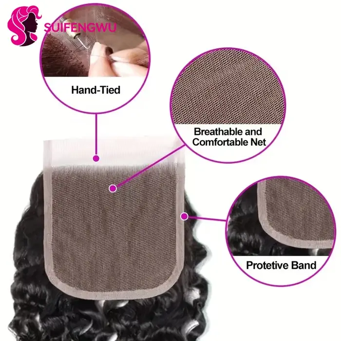 14A Kinky Curly Tissage Cheveux Humains Avec Fermeture 4X4 HD Closure Human Hair meche Tissages brés