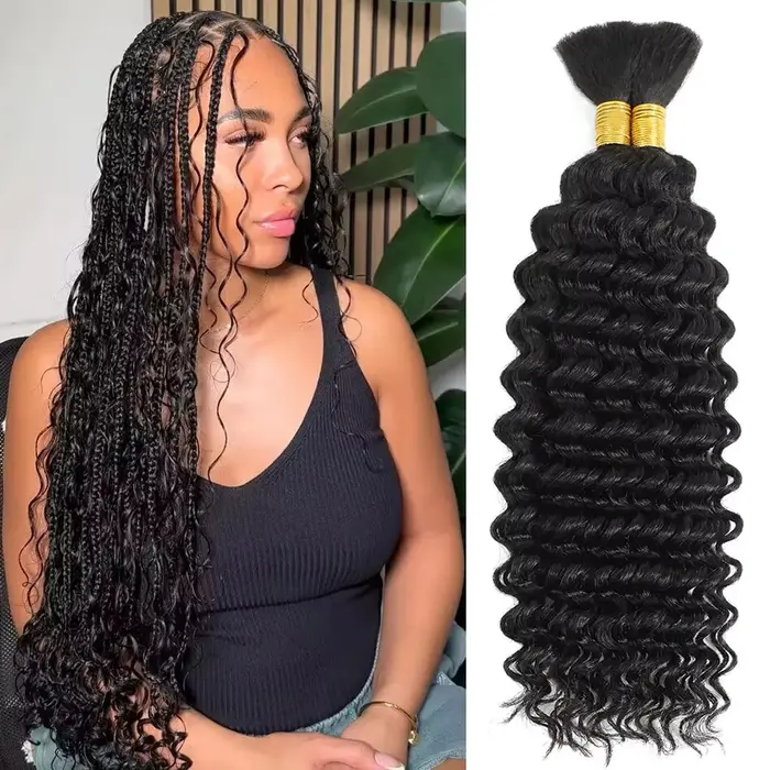 Tressage humain cheveux vague profonde en vrac cheveux humains 100g sans trame cheveux humains paque