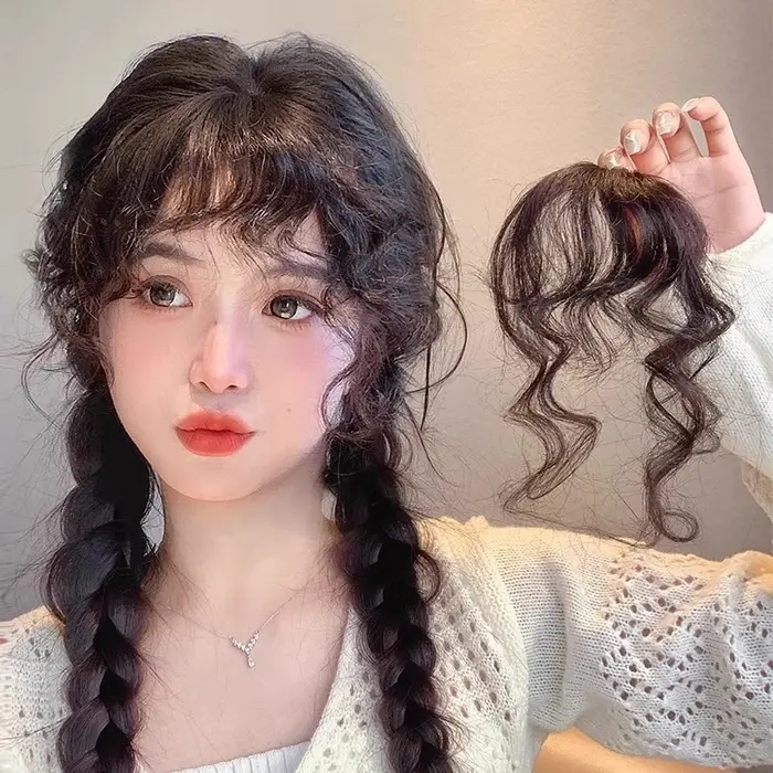 Extension de cheveux bouclés à frange d'air