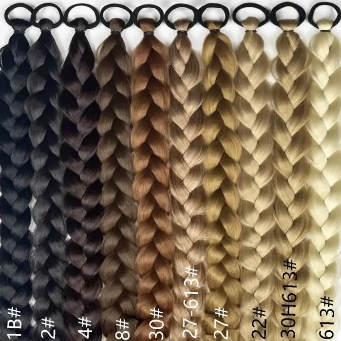 Extensions capillaires synthétiques tressées longues de 24 pouces pour femmes, avec bande élastique,