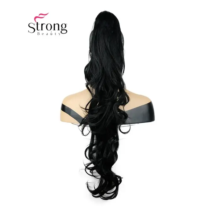 Extension de queue de cheval ondulée 28 "longue pièce de cheveux pince