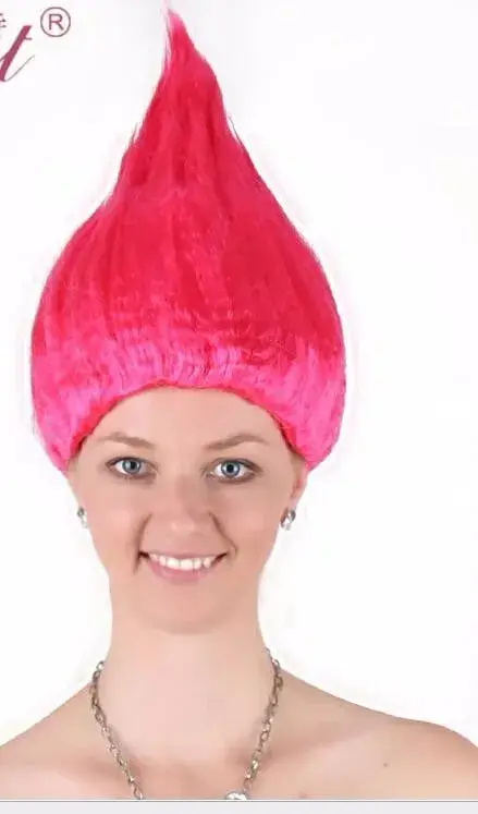 Perruque de coquelicot Trolls pour enfants, 36cm, fournitures de fête Cosplay, en STOCK, 9 couleurs