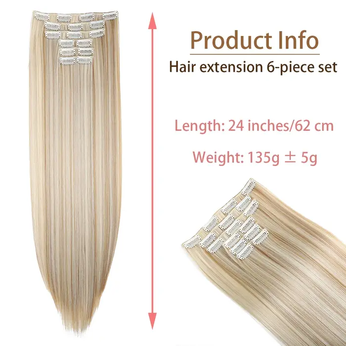 Extensions de Cheveux Synthétiques Longs et Lisses