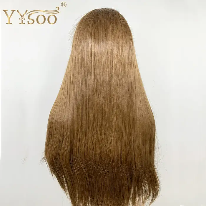 YYsoo-Perruque blonde droite soyeuse pour femme