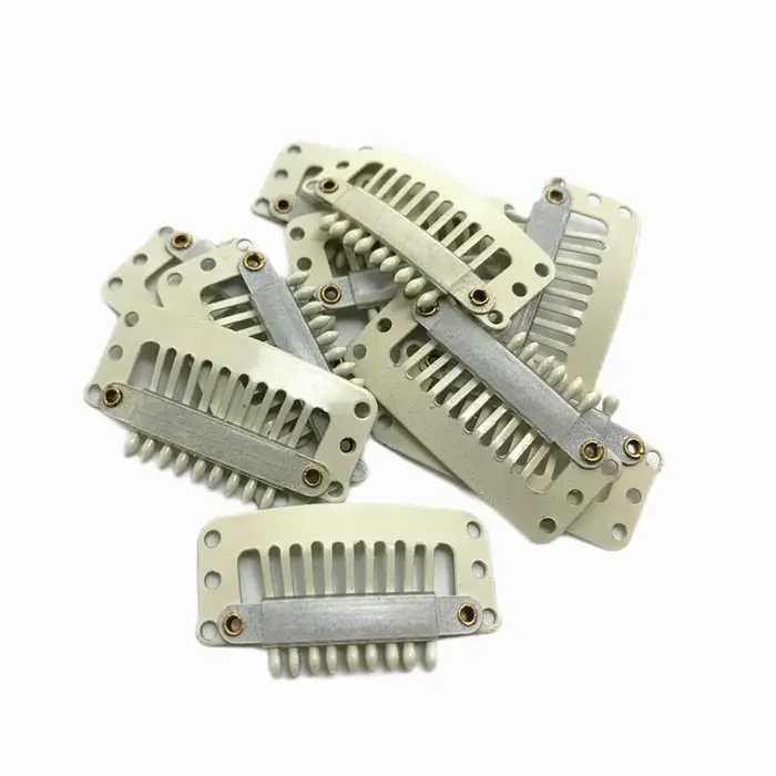 20/40 pièces 9 dents Beige/marron/noir Extensions de cheveux Clips Extension de cheveux perruques Sn