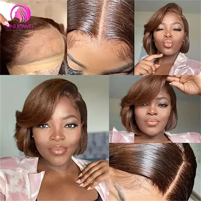 Perruque Bob Brésilienne Coupe Pixie pour Femme