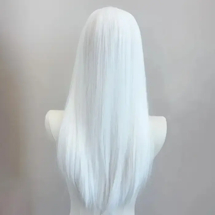 Perruque longue droite à l'air blanc pur pour femmes