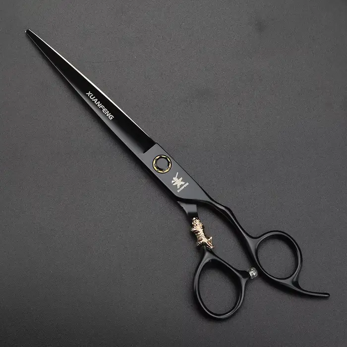 Ciseaux de coiffure XUANTENG de 7 pouces, noirs, avec système à roulement, ciseaux de barbier