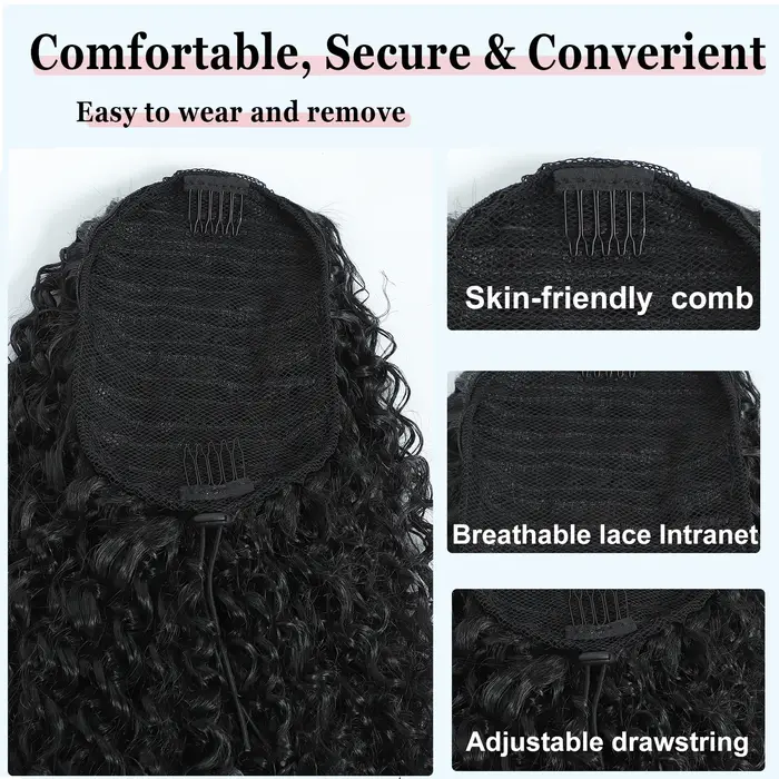 Longue queue de cheval de cheveux bouclés moelleux pour les femmes Extensions
