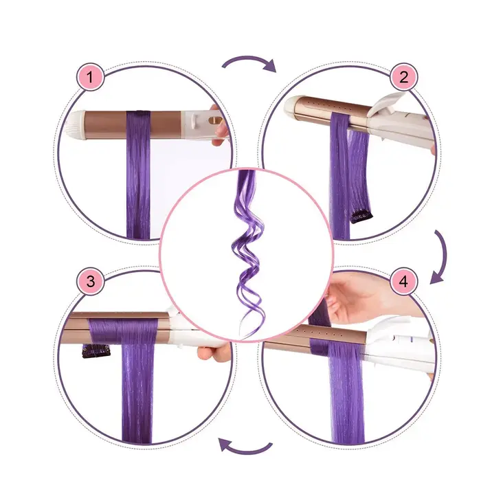 Extensions capillaires synthétiques à clips, reflets colorés de fête, 22 pouces, 6 pièces/paquet, po