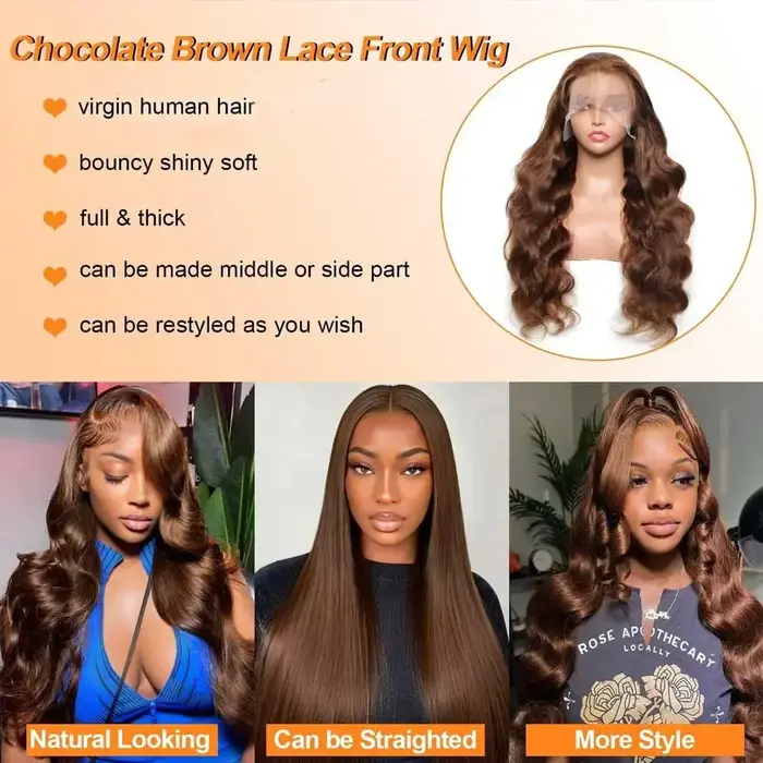 30 40 pouces chocolat brun vague de corps perruques de cheveux humains 13X4 HD dentelle frontale perruques pour les femmes coloré humide et ondulé dentelle avant perruque