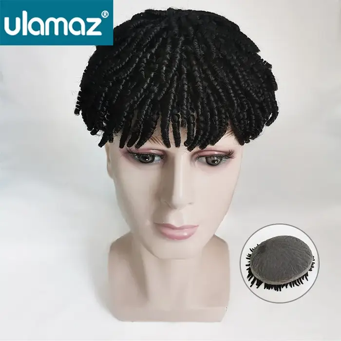 Perruques Dreadlocks pour Homme, Cheveux Bouclés, Prothèse Capillaire Masculine, Perruque Complète e