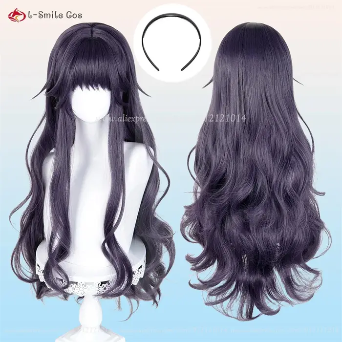 Waguri Kaoruko Perruque de Cosplay synthétique noire violette de 100cm pour femmes