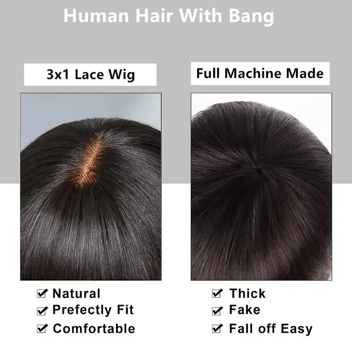 30 pouces os perruque droite avec frange frange perruque de cheveux humains pour les femmes brésilie