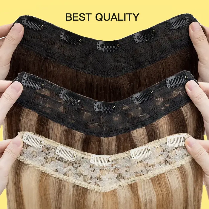 YELO 12 "-26" pince en forme de V dans les Extensions de cheveux vrais
