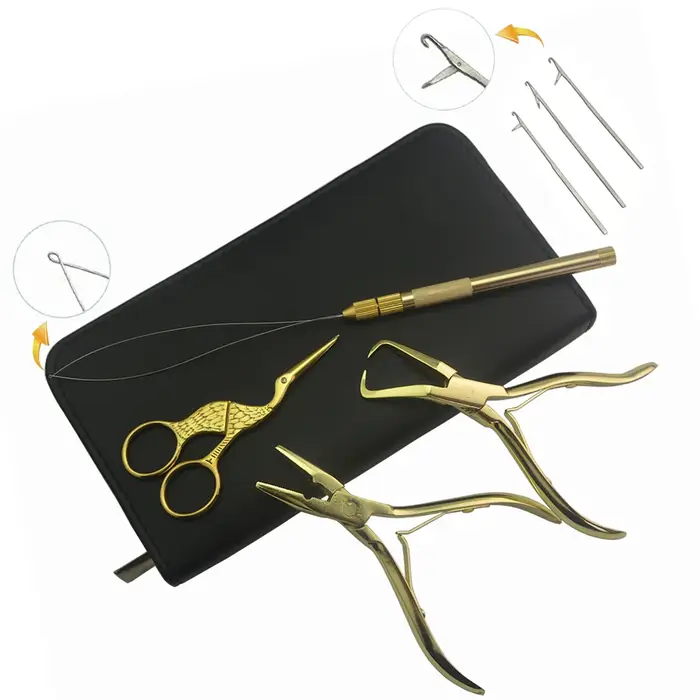 Ensemble d'outils professionnels d'extension de cheveux, Micro anneau applicateur, ensemble de pince