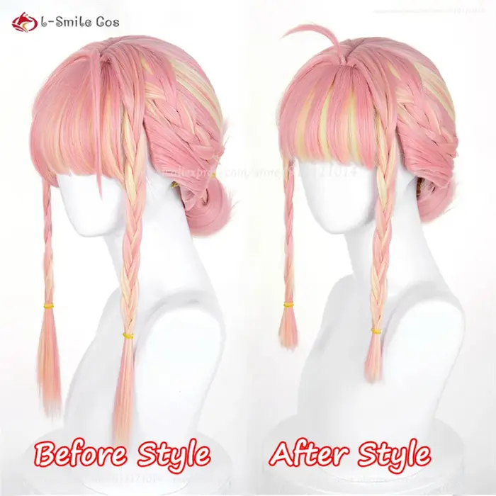 OW Mercy Angela Ziegler Cosplay perruque 40 cm rose or mixte perruques pour femmes