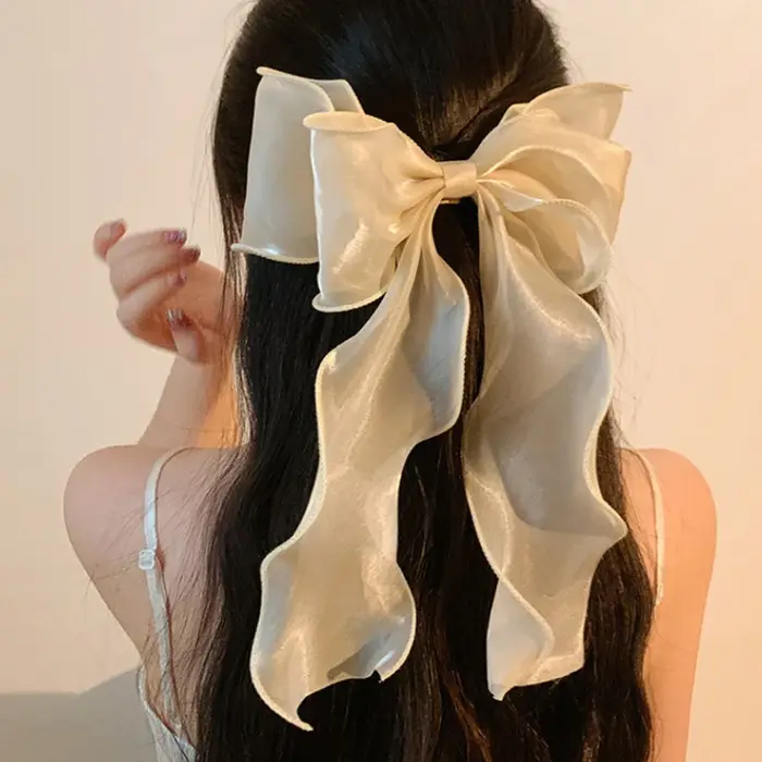 Pinces à cheveux avec nœud en mousseline de soie pour filles