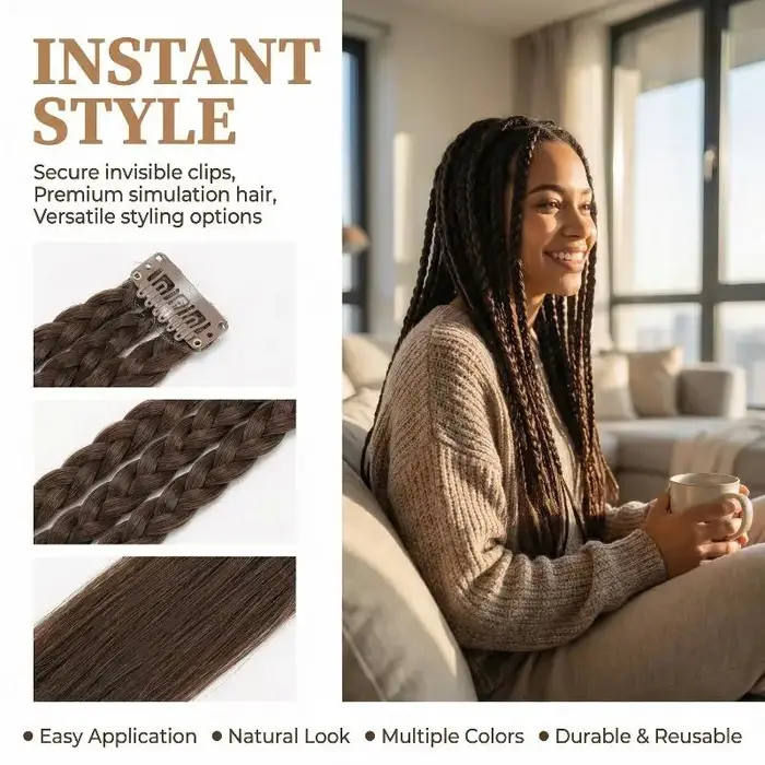 1 Paire de Tresses Synthétiques avec Clip