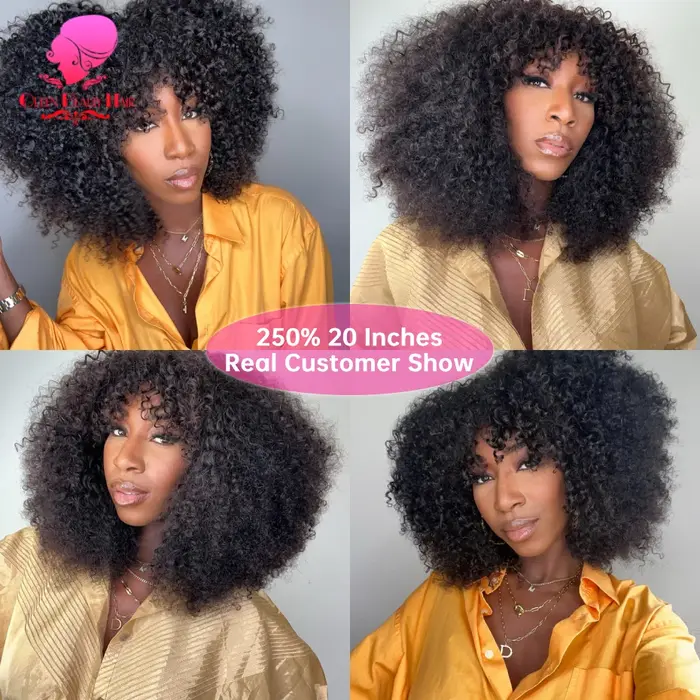 1B O cuir chevelu Afro crépus bouclés perruques cheveux humains brésilien faux