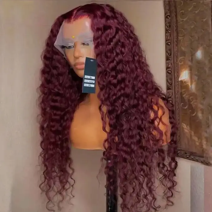 Perruque Lace Frontal Wig synthétique Deep Wave 99J
