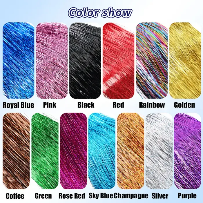 Extensions capillaires synthétiques I Tip Tinsel, 50 pièces, postiches féeriques à paillettes, acces