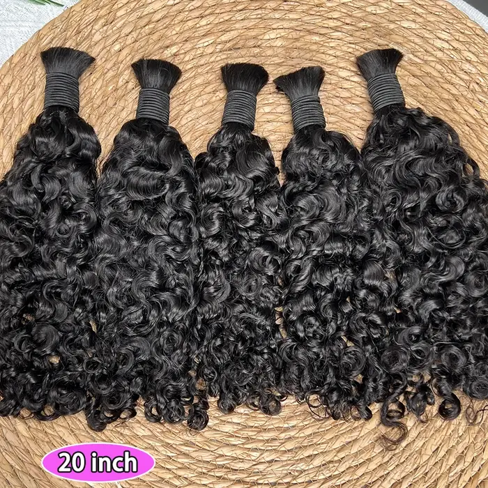 Bullet de cheveux bouclés birmans pour tresser 100% cheveux humains sans extension de trame 100 gram