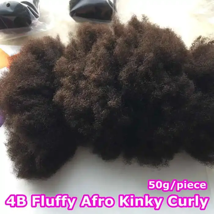Tresses moelleuses Afro crépus bouclés paquets cheveux humains