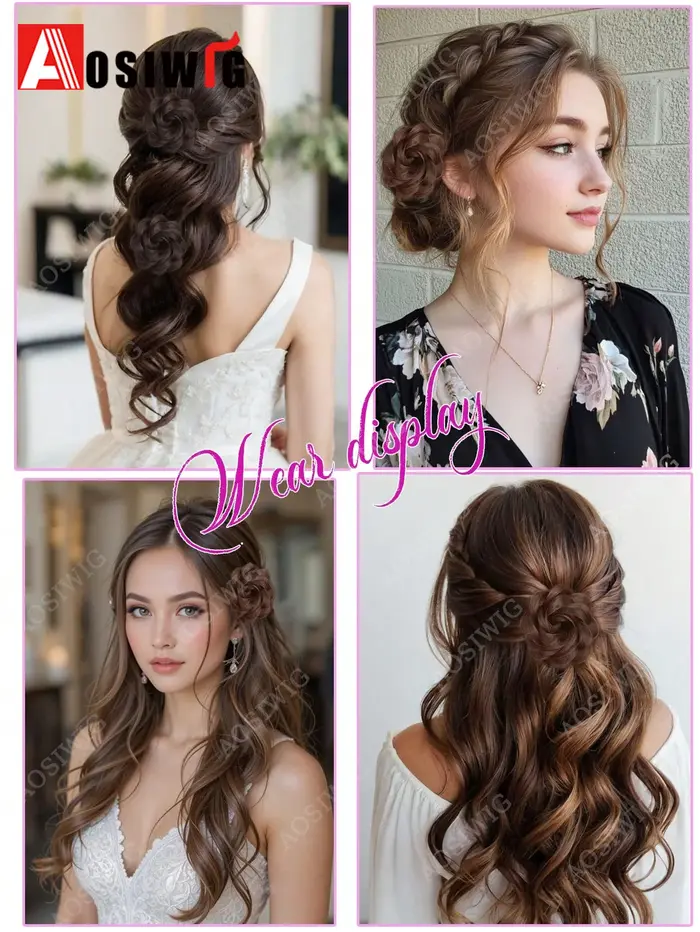 Chignon tressé synthétique blond à clipser en forme de rose