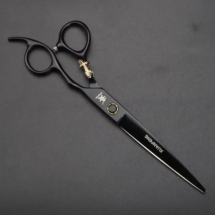 Ciseaux de coiffure XUANTENG de 7 pouces, noirs, avec système à roulement, ciseaux de barbier