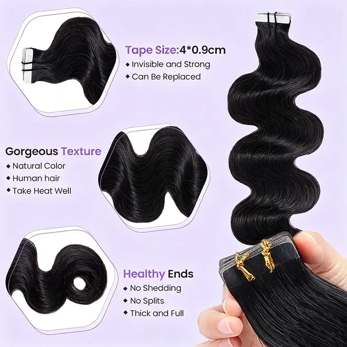 Extensions de cheveux à bandes adhésives