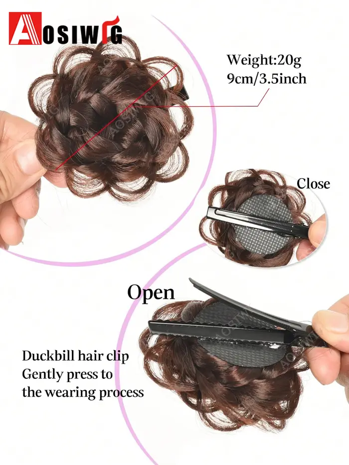 Chignon tressé synthétique blond à clipser en forme de rose