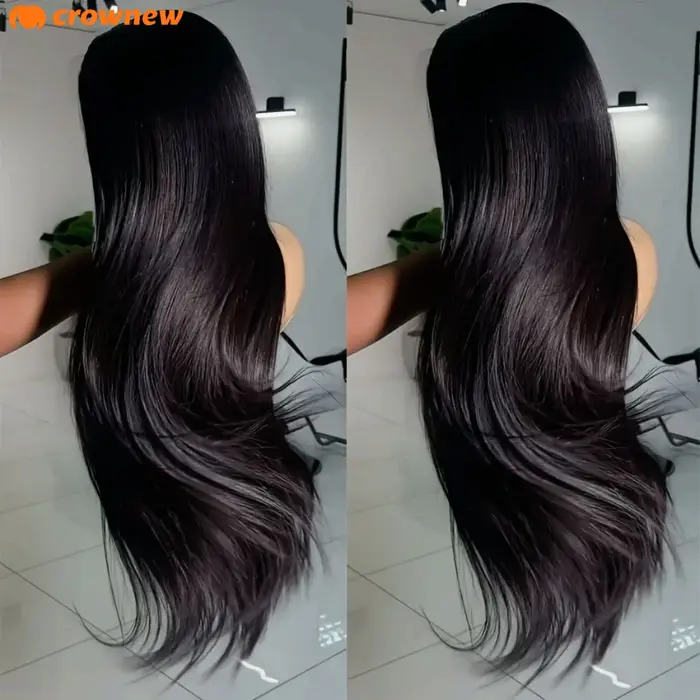 Perruques sans colle de 34 pouces, cheveux humains, perruque frontale en dentelle HD 13x4, perruques
