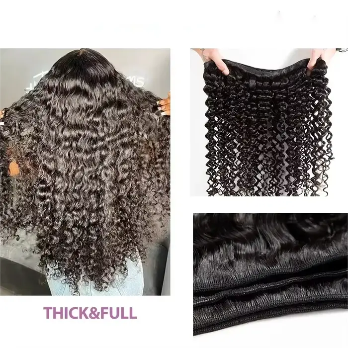 Extensions de Cheveux Humains Brésiliens Remy Longs, Couleur Naturelle, Bundles Profonds, 1/3/4 Pièc